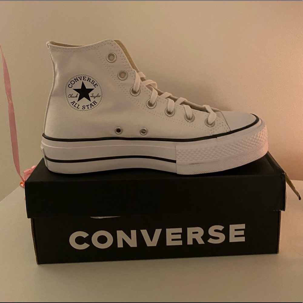 white platform converse
